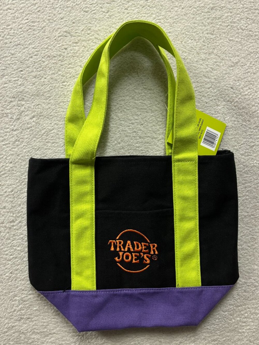 Limit Edition Trader Joe's Mini Tote Bag Halloween Multicolor Green Black